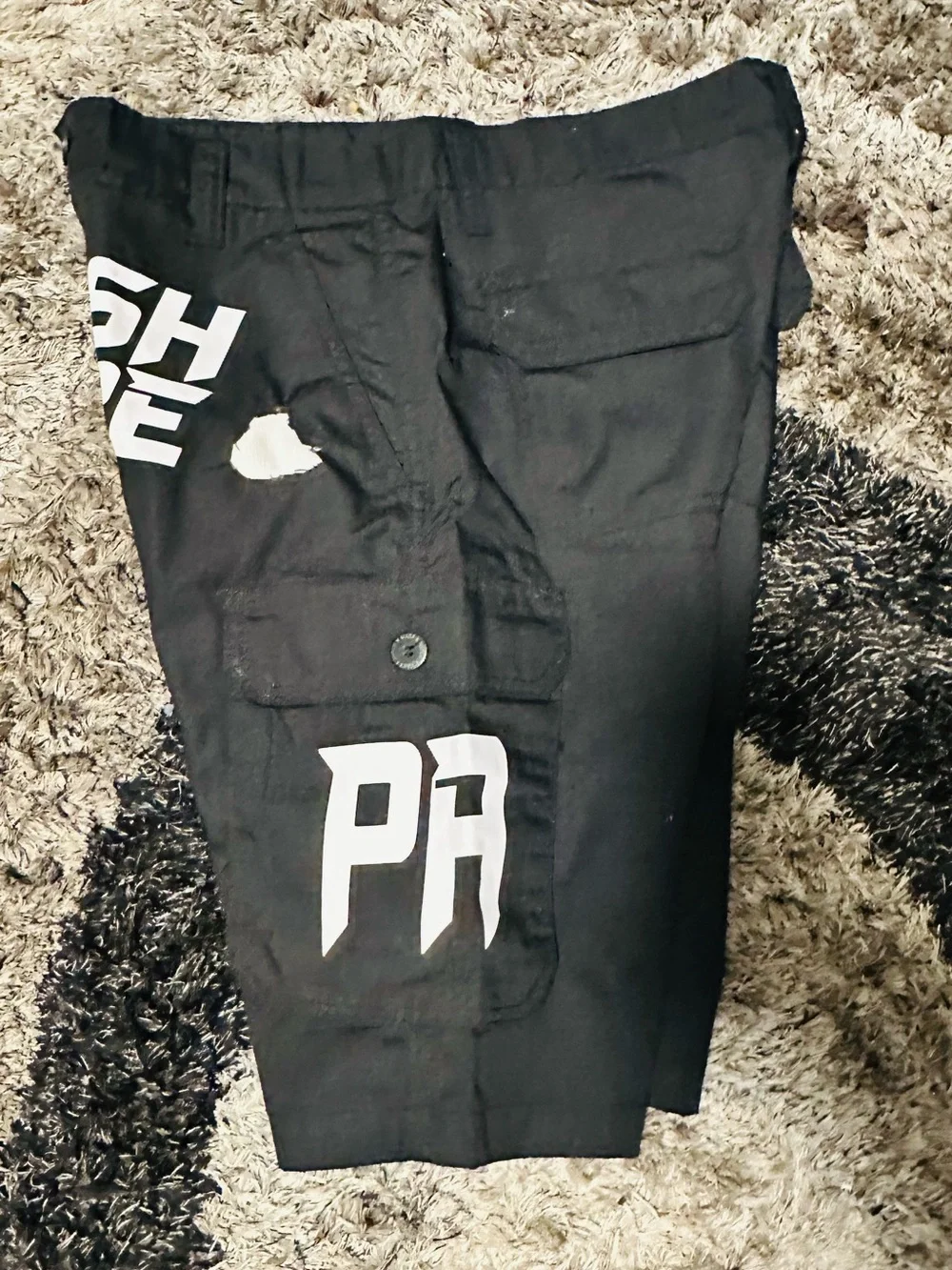 Parish Adore Black Graphic Cargo Shorts